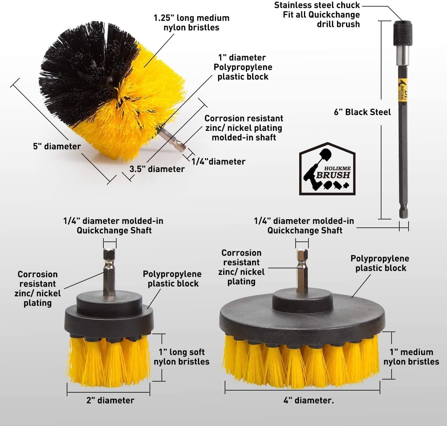 Holikme Drill Brush Power Scrubber Attachment Kit thumbnail 2