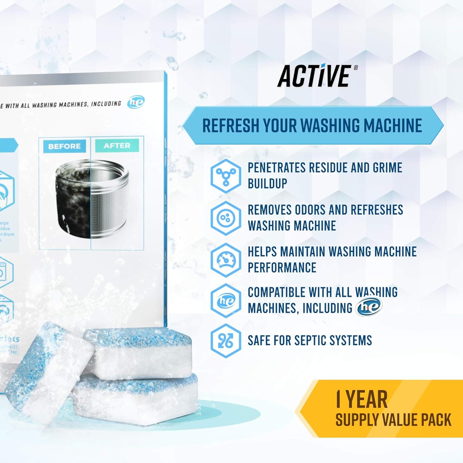Active Washing Machine Cleaner Tablets
